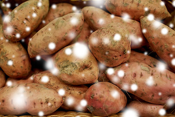 Image showing close up of sweet potatoes in basket