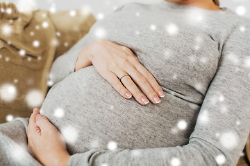 Image showing close up of pregnant woman with big belly