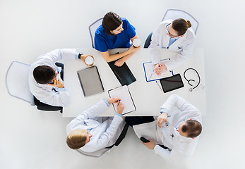 Image showing group of doctors having coffee break at hospital