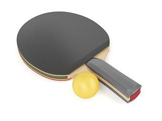 Image showing Table tennis racket and ball