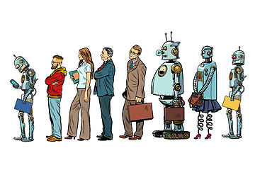 Image showing The set of all people. Woman man robot hipster businessman