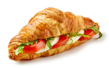 Image showing croissant sandwich with mozzarella and tomato