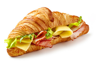 Image showing croissant sandwich with ham and cheese