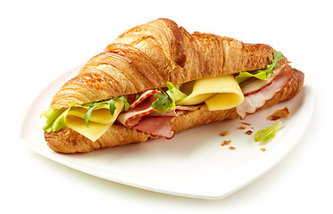 Image showing croissant with ham and cheese