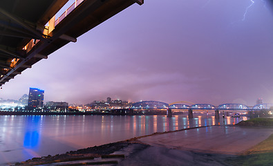 Image showing Refuge from The Storm Under Bridge Ohio River Cincinnati 