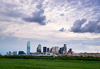 Image showing Dramatic Sky Over Downtown Houston Texas City Skyline