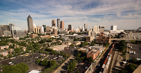 Image showing Over City Skyline Atlanta GA Downtown Dusk Georgia