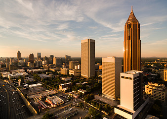 Image showing Over City Skyline Atlanta GA Downtown Dusk Georgia