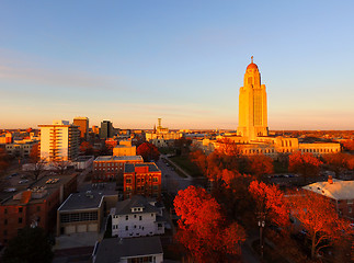 Image showing Fall Color Orange Tree Leaves Nebraska State Capital Lincoln