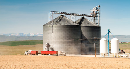 Image showing Silo Grain Elevator Food Storage Agriculture Industry Truck Tran