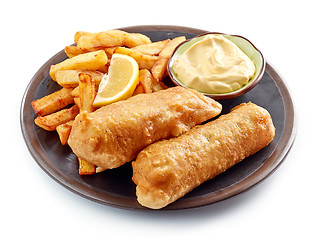 Image showing Plate of Fish and Chips