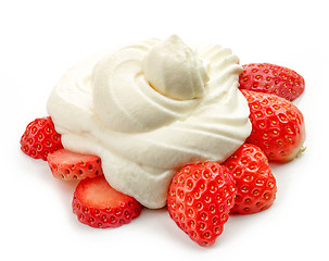 Image showing strawberries with whipped cream