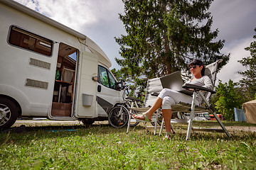 Image showing Family vacation travel, holiday trip in motorhome RV