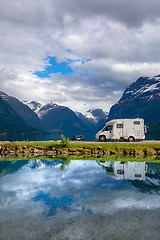 Image showing Family vacation travel RV, holiday trip in motorhome