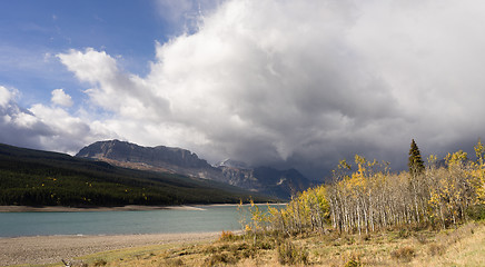 Image showing Storm Clouds Approaches Lake Sherburne Glacier National Park