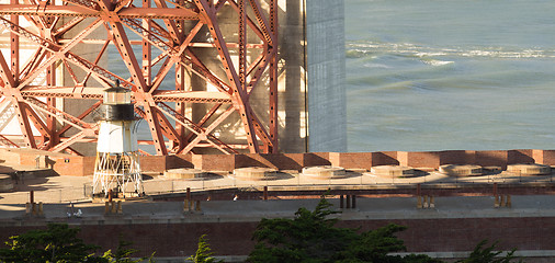 Image showing Golden Gate Bridge Fort Point San Francisco Harbor Lighthouse