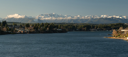 Image showing Olympic Mountains Puget Sound Bremerton Washington 