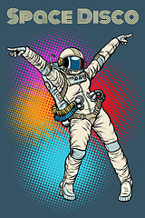 Image showing female astronaut dancing disco