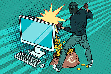 Image showing Online hacker steals Euro money from computer