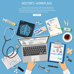 Image showing Doctors Workplace and Medical Diagnostics Concept