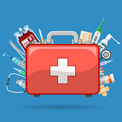 Image showing First Aid Kit with Medications