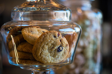 Image showing Oatmeal cookie in glass jar