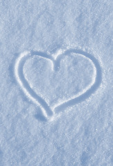 Image showing Draw of heart on the white snow 