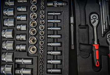 Image showing Toolbox in the workshop, close-up