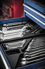 Image showing Toolbox in the workshop, close-up