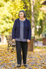 Image showing Depressed senior woman outdoors