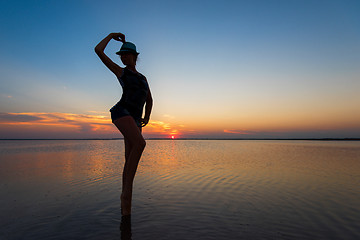 Image showing Beauty sunset on salty lake