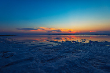 Image showing Beauty sunset on salty lake