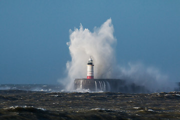 Image showing Waves over Lighthouse