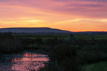 Image showing Sunset Over Pevensey Levels