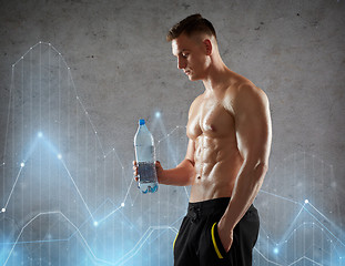 Image showing young man or bodybuilder with bottle of water