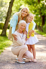 Image showing happy mother, daughter and grandmother at park