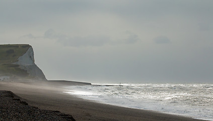 Image showing Grey Sky and Sunlight over Seaford Bay