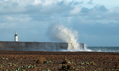 Image showing Lighthouse and Waves