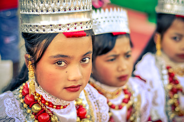 Image showing Girls with crowns in Meghalaya