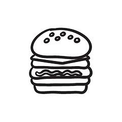 Image showing Double burger sketch icon.