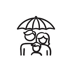 Image showing Family insurance sketch icon.