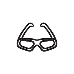 Image showing Three d cinema glasses sketch icon.