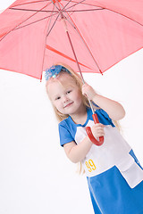 Image showing Portrait of a cute girl with umbrella