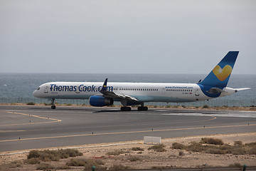 Image showing ARECIFE, SPAIN - APRIL, 15 2017: Boeing 757 - 300 of Thomas Cook