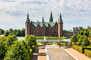 Image showing The majestic castle Frederiksborg Castle seen from the beautiful