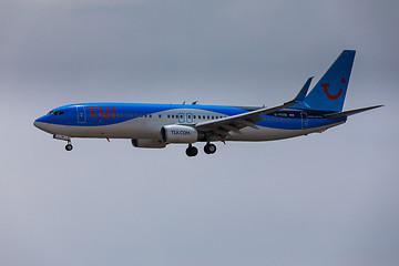 Image showing ARECIFE, SPAIN - APRIL, 16 2017: Boeing 737-800 of TUI with the 