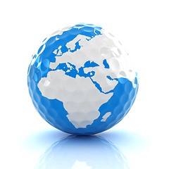 Image showing Conceptual 3d illustration. Golf ball world globe