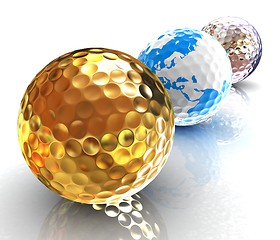 Image showing Global golf winner concept with golf balls. 3d illustration