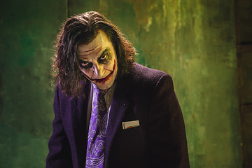 Image showing Bloody Halloween theme: crazy joker face