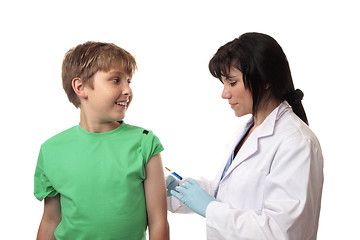 Image showing Happy boy getting immunization shot